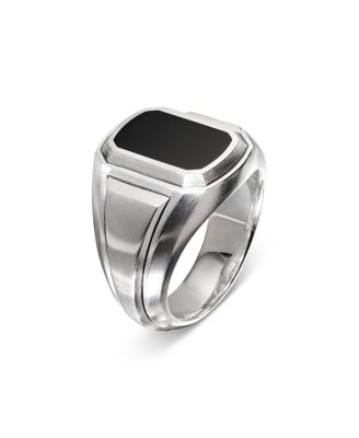 Men's Deco Signet Ring with Black Onyx