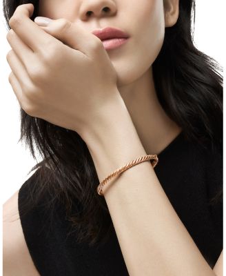 Sculpted Cable Bangle Bracelet in 18K Rose Gold