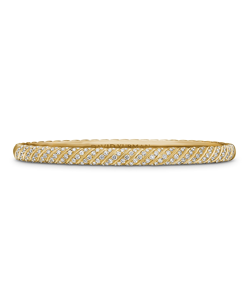 David Yurman Sculpted Cable Bangle Bracelet in 18K Yellow Gold with Diamonds, 4.6mm