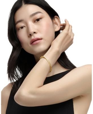 Sculpted Cable Bangle Bracelet in 18K Yellow Gold, 4.6mm