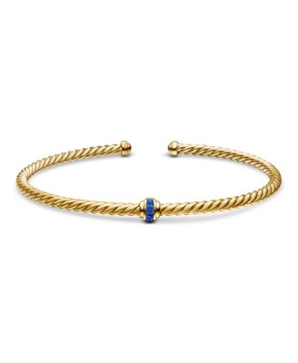 18K Yellow Gold Cable Classics Pav&eacute; Center Station Bracelet