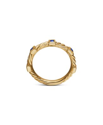 18K Yellow Gold Cable Sapphire Stack Band Ring