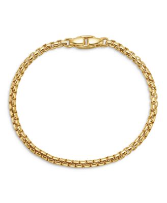 Men's 18K Gold Chain Box Chain Flex Bracelet, 3.4mm