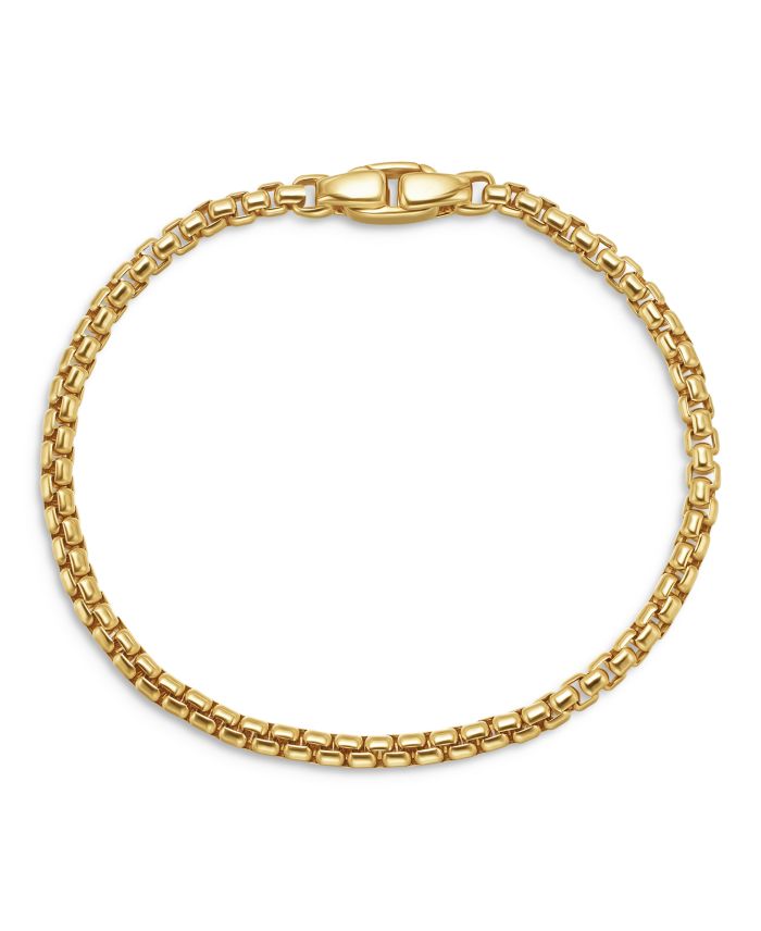 Men's 18K Gold Chain Box Flex Bracelet, 3.4mm