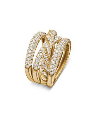 Pav&eacute;flex Four Row Ring in 18K Yellow Gold with Diamonds