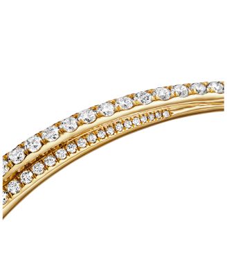 18K Yellow Gold Diamond Pav&eacute; Crossover Bangle Bracelet