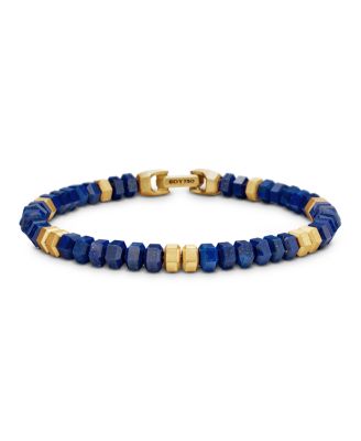 David Yurman - Men's 18K Yellow Gold Spiritual Beads Lapis Lazuli Bead Bracelet