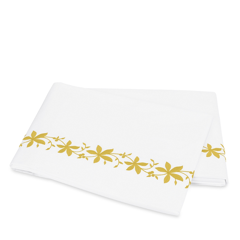 Matouk Callista 500-thread Count Cotton Percale Fitted Sheet In Lemon
