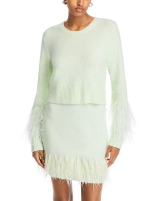 Cinq à Sept - Briana Feather Trim Crewneck Sweater