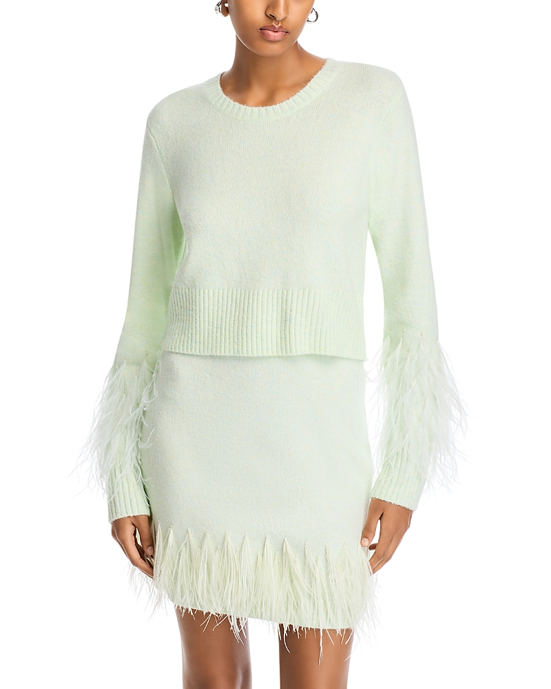 Cinq a Sept Briana Feather Trim Crewneck Sweater