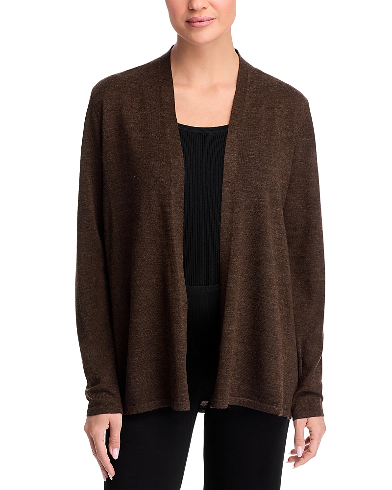 Eileen Fisher Open Front Wool Cardigan In Wren