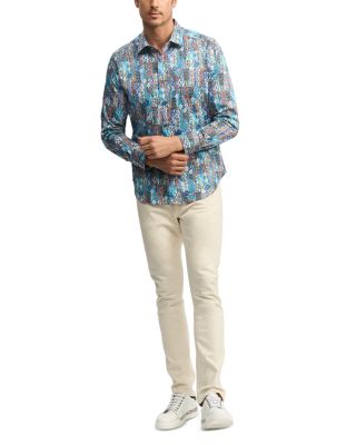 Merola Cotton Stretch Printed Classic Fit Button Down Shirt