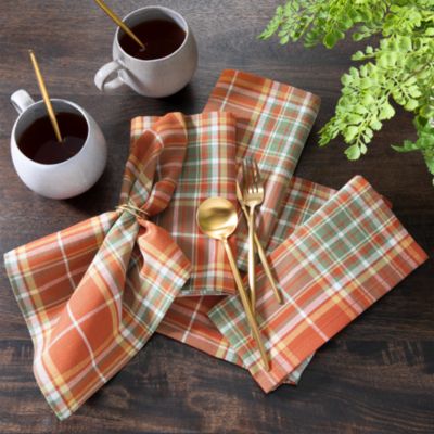 Hawley Plaid Harvest Napkins, 17"x17", Set of 8