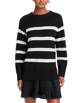 Striped Long Sleeve Mixed Media Dress - Exclusive
