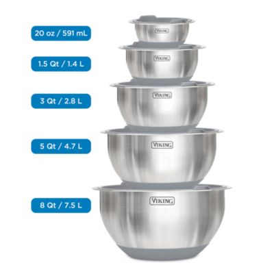 10 Piece Stainless Steel Mixing Bowl Set, Black