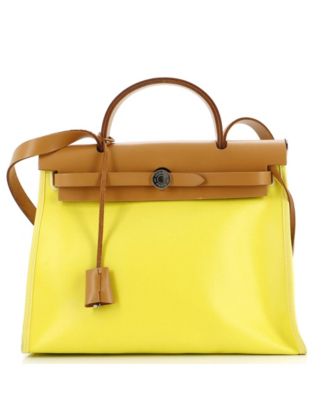 Pre-Owned HERMÈS - 31 Herbag Zip Leather and Toile