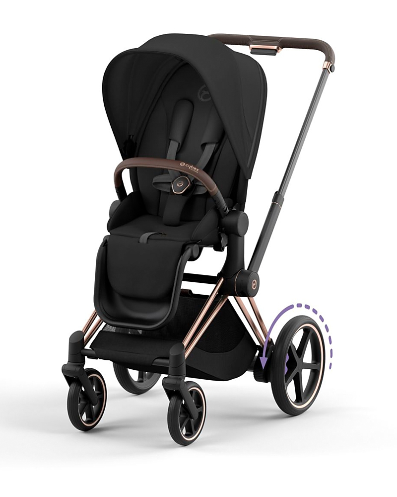 Cybex E-priam 2 Stroller In Matte Black In Rose Gold/sepia Black