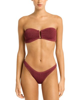 bond-eye - Tie Back Blake Crinkle Bandeau Bikini Top & Sign Crinkle Bikini Bottom