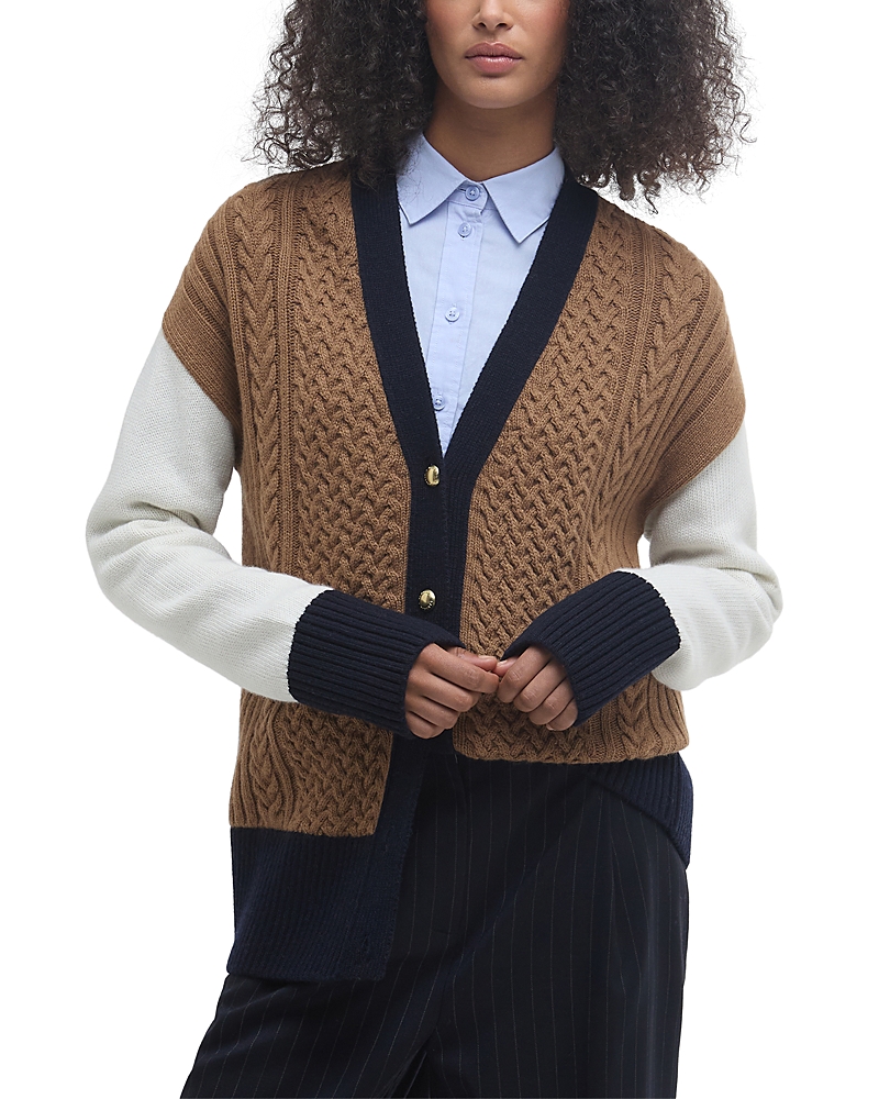 Barbour Marcy Colorblock Mixed Stitch Cardigan In Multi