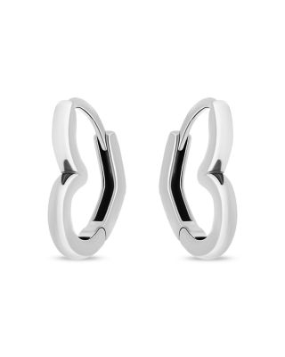 Aqua Open Heart Huggie Hoop Earrings in Sterling Silver - Exclusive