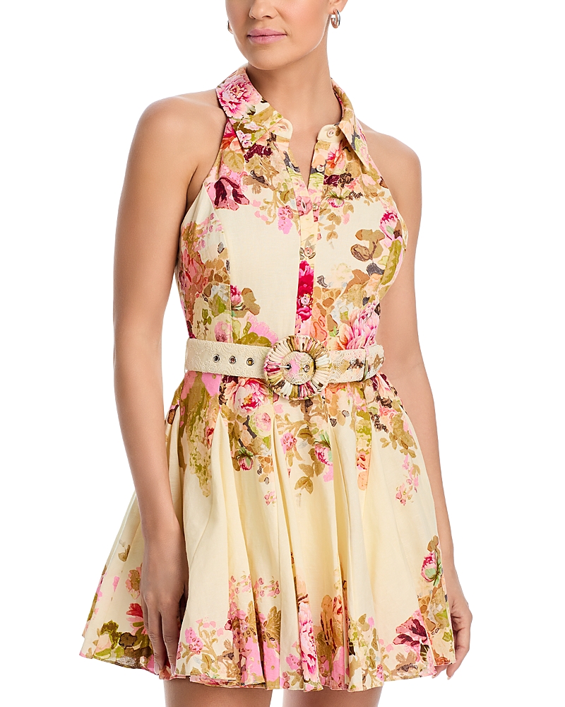 Hemant & Nandita Hemant And Nandita Belted Mini Shirtdress In Ivory Mix