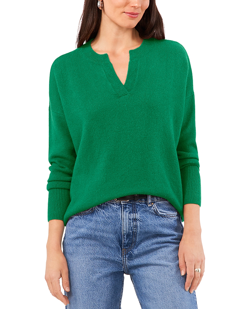 Vince Camuto Drop Shoulder Henley Neck Sweater