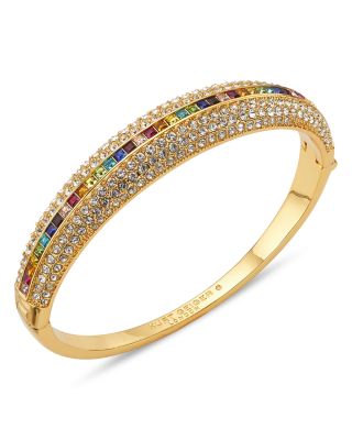 Kurt Geiger London Pave Dome Multicolor Crystal Bangle Bracelet in Gold Tone