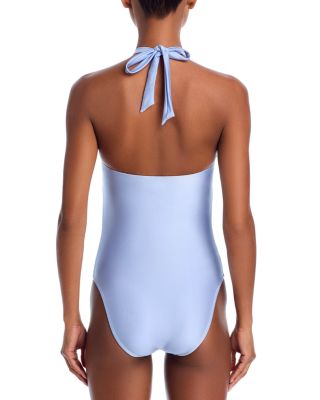 AQUA Rosette Halter Neck One Piece Swimsuit- Exclusive