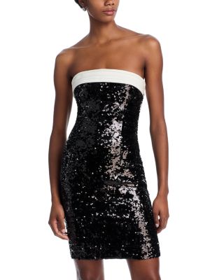 Alice and Olivia - Sibella Sequin Bow Strapless Dress