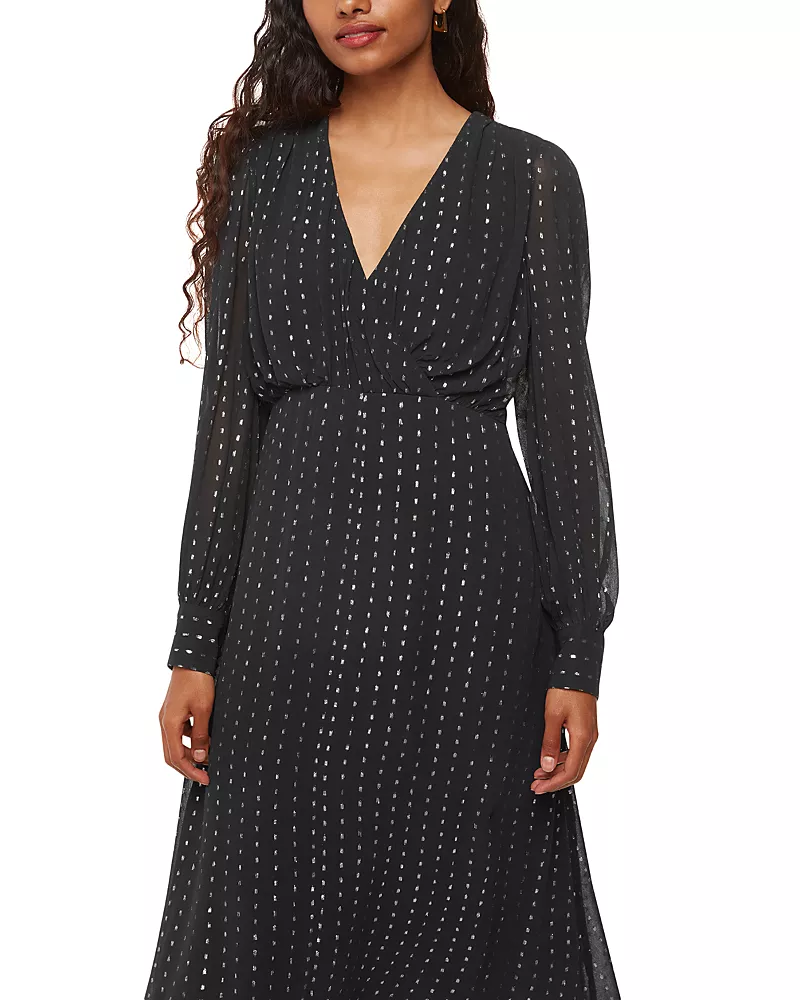 Whistles Petites Metallic Stripe Midi Dress
