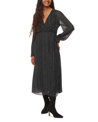 Petites Metallic Stripe Midi Dress