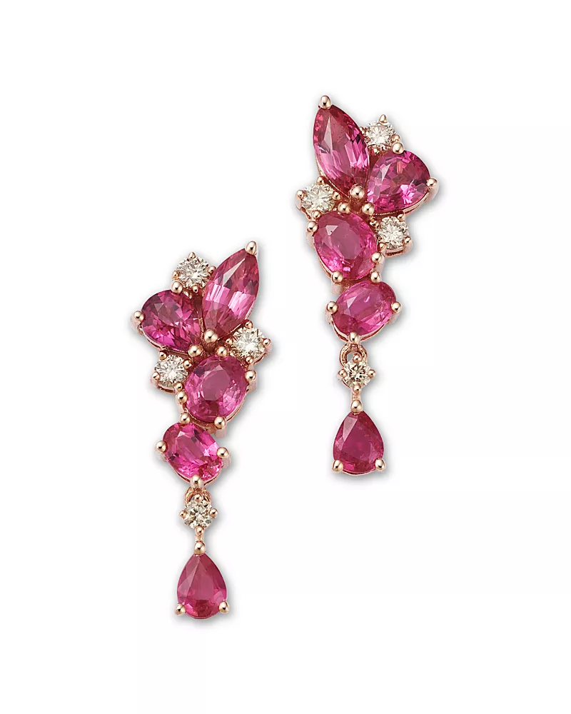 Bloomingdale's Fine Collection Ruby & Diamond Drop Earrings in 14K Rose Gold
