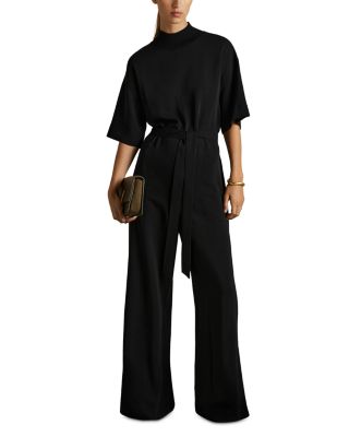 REISS - Woven Rib Trim Jumpsuit