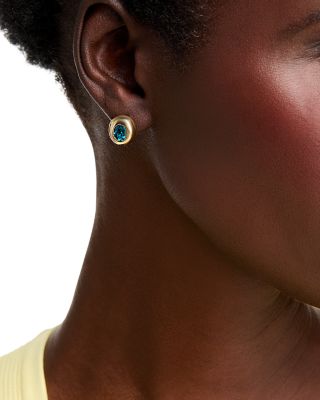 Topaz Oval Stud Earrings in 14K Yellow Gold