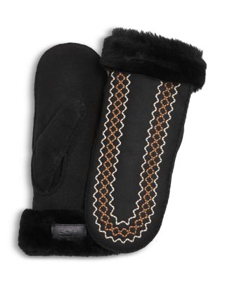 UGG® - Antherson Embroidered Shearling Cuff Mittens