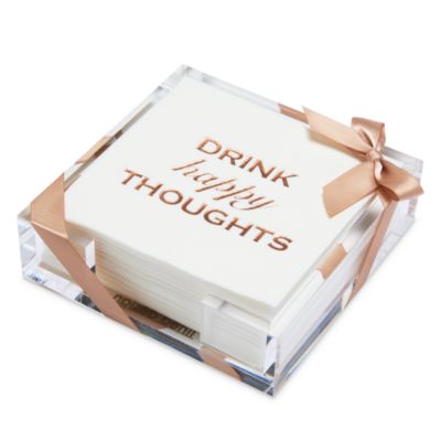 Drink Happy Thoughts Cocktail Napkins, Set of 24