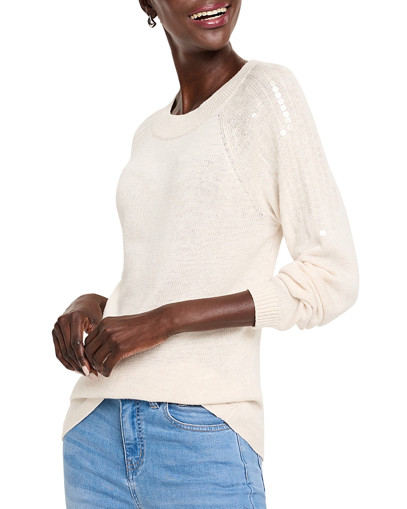 Nic + Zoe Nic+zoe Subtle Shine Sequin Sweater In Cassic Cream
