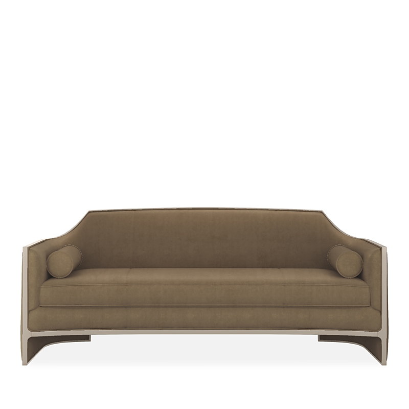 Caracole The Cat's Meow Sofa In Soft Silver Paint/caramel