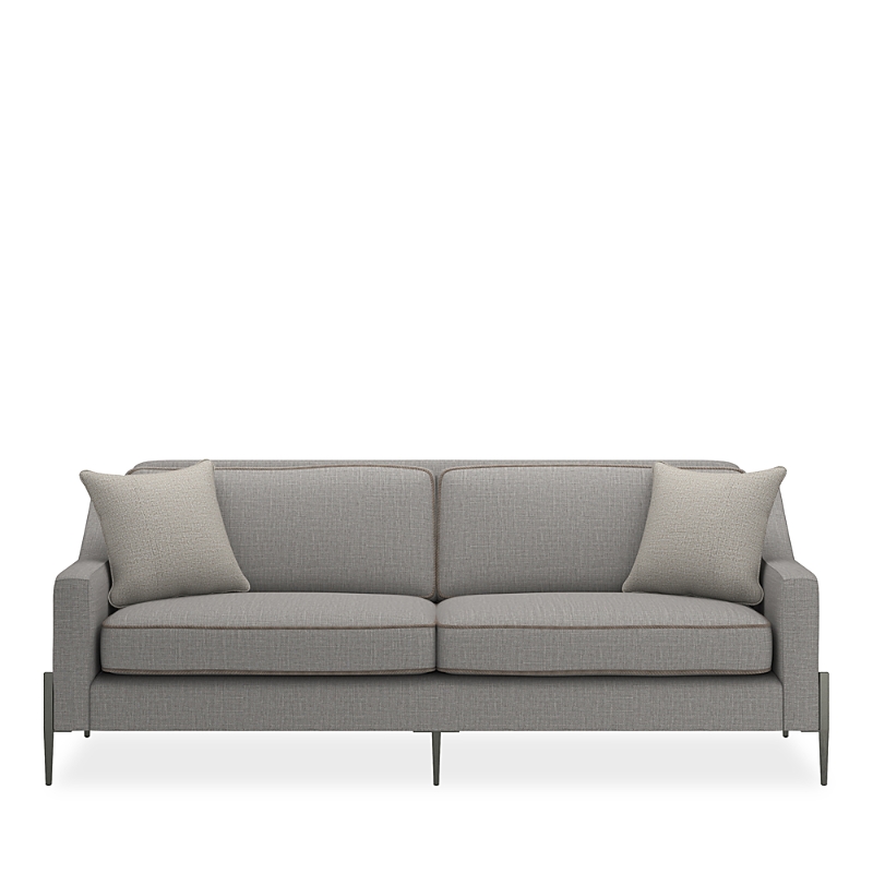Caracole Remix Sofa, 85 In Smoked Stainless/khaki Tweed