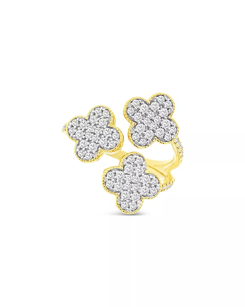 Bloomingdale's Fine Collection Diamond Triple Clover Ring in 14K Yellow Gold, 0.75 tcw