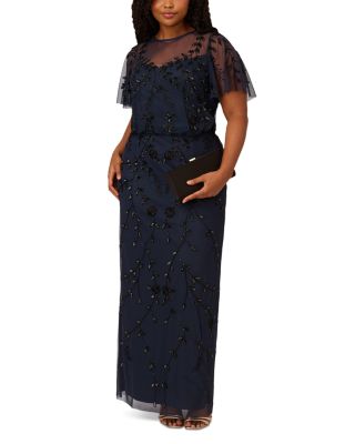 Plus Size Beaded Blouson Short Sleeve Dress