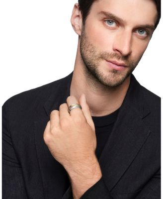Men's Cable Inset Band Ring in Sterling Silver with 18K Yellow Gold, 8mm