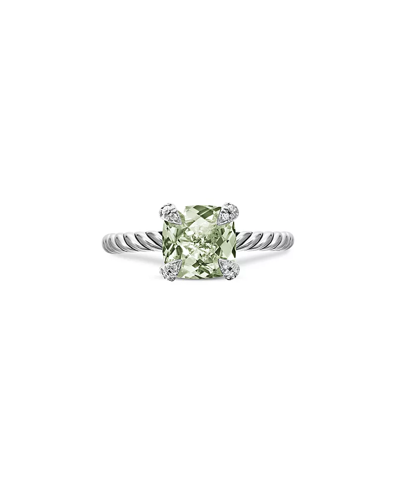 David Yurman Chatelaine Ring with Prasiolite and Diamonds