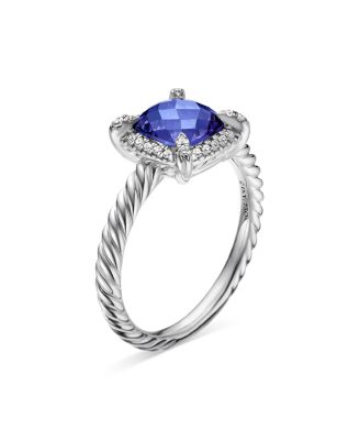 18K White Gold Petite Chatelaine&reg; Tanzanite & Diamond Ring