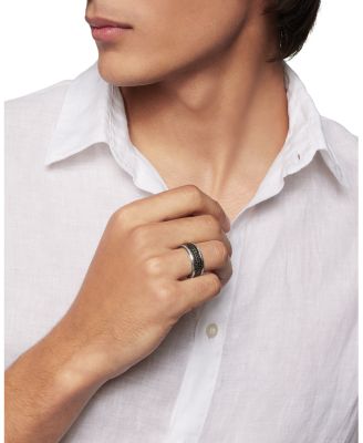 Men's Streamline&reg; Three-Row Band Ring with Black Diamonds