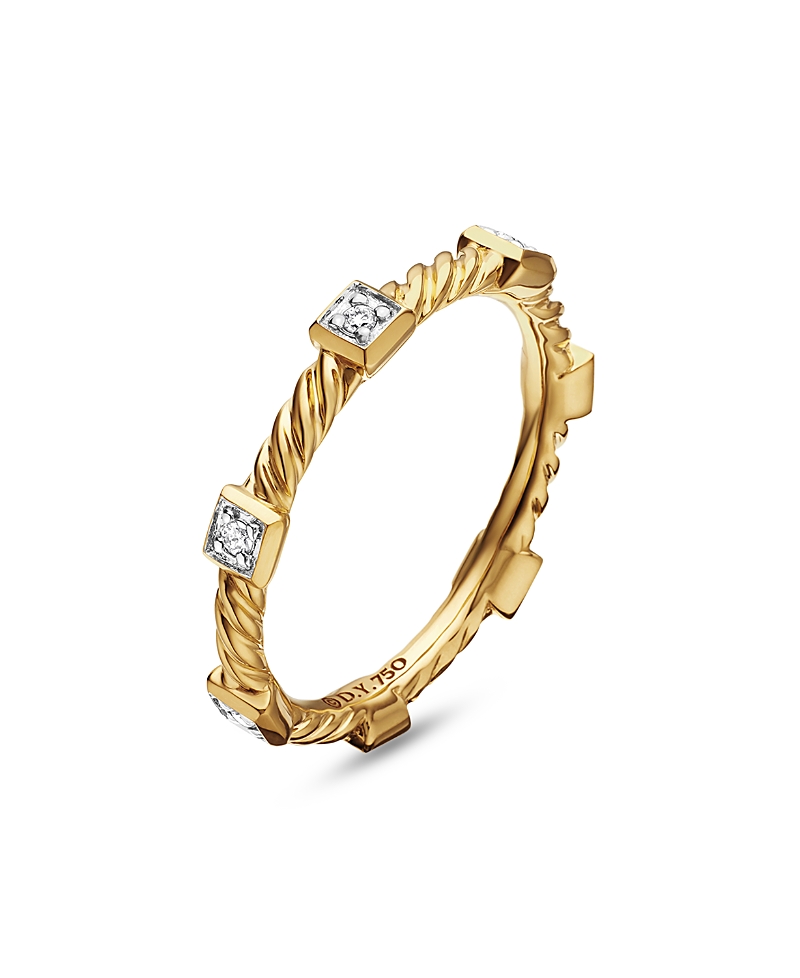 Cable Collectibles Stations Stack Ring in 18K Yellow Gold with Diamonds, 2mm