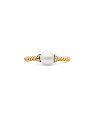 Solari Station Ring with Cultured Freshwater Pearl & Diamonds in 18K Gold
