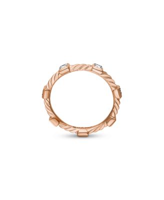 Cable Collectibles Cable Stack Ring in 18K Rose Gold with Diamonds