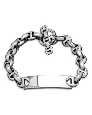 Men's Sterling Silver Heritage ID Plate Toggle Bracelet
