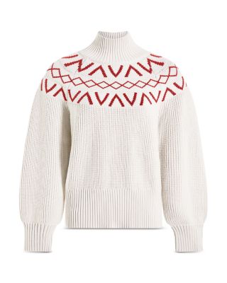 Marcie Fair Isle Yoke Mock Neck Knit Sweater